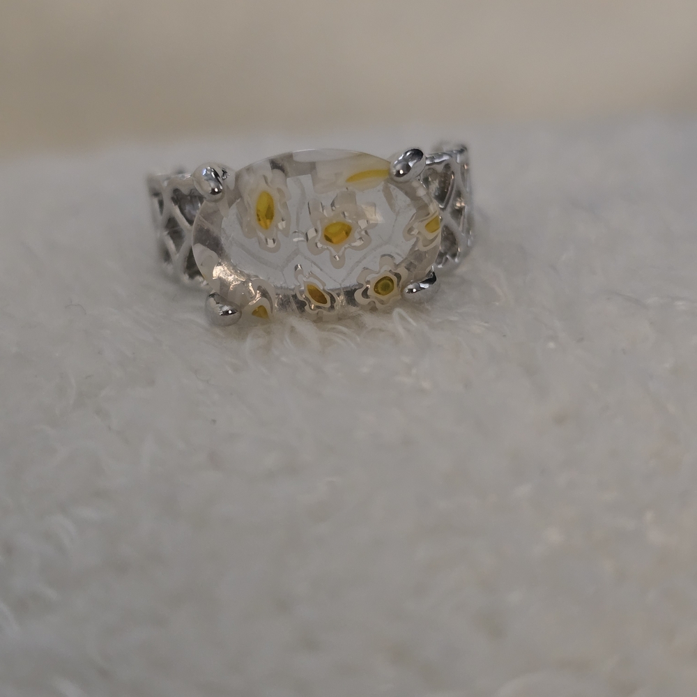 Elegant Silver Millie Fiori Women's Ring Size 7